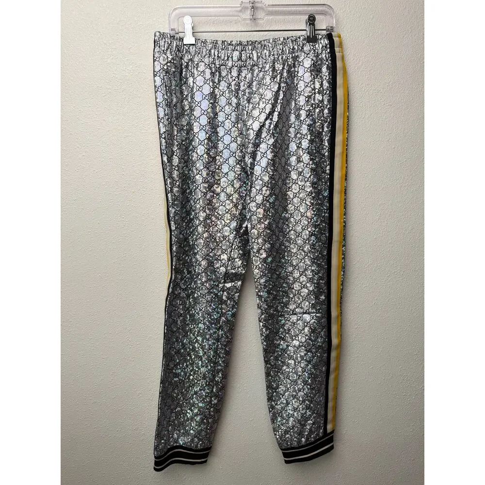 Gucci Silver GG Crystal Jogger Pants Men's M